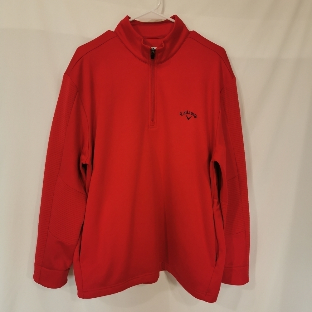 Callaway Long Sleeve 1/4 Zip Golf Polo in Red - Sz L